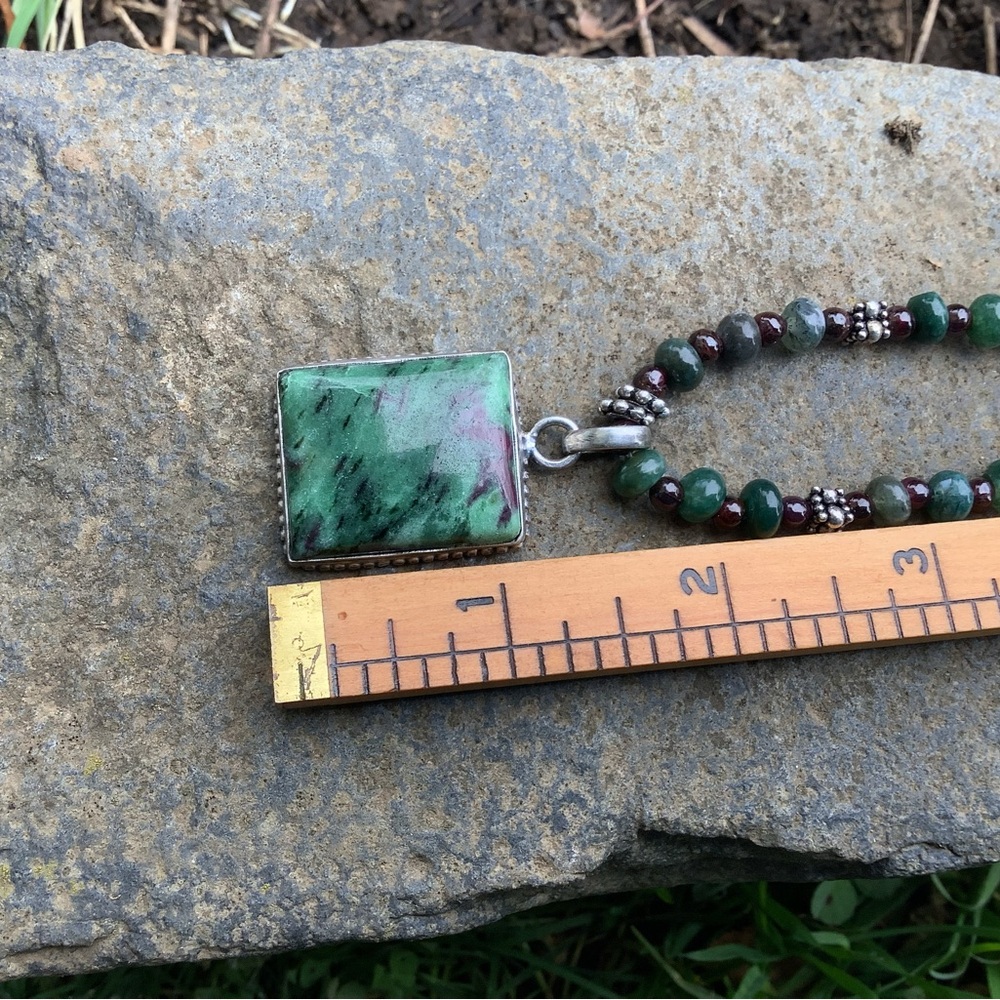 Ruby Zoisite And Sterling Necklace - image 4